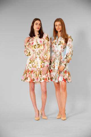 LONG SLEEVE COLLARED PRINTED SHIRT DRESS