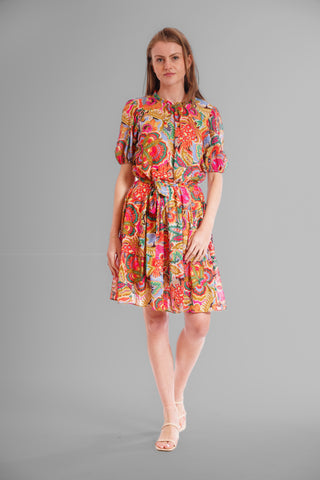 1PC S/S RUFFLE NK 3 TIER DRESS