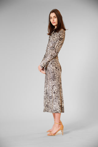 PRINTED VELVET LONG SLV SHIRT DRESS