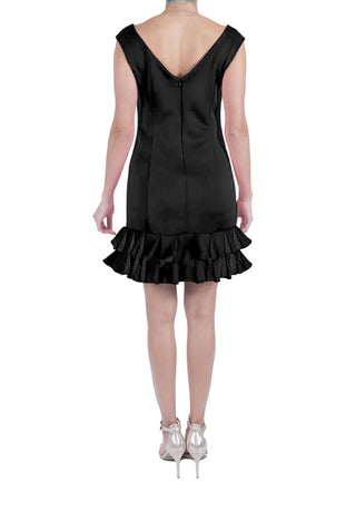 DONNA RICCO - SLEEVLESS DRESS WITH TWO ROW RUFFLE HEM