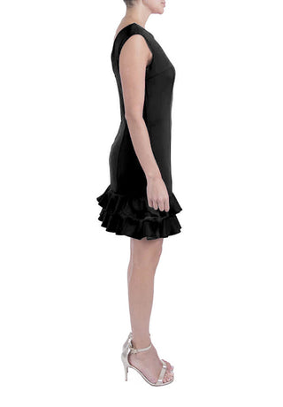 DONNA RICCO - SLEEVLESS DRESS WITH TWO ROW RUFFLE HEM