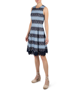 DONNA RICCO - BONDED LACE FIT AND FLARE DRESS