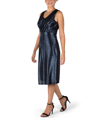 DONNA RICCO - SLEEVELESS V-NECK KNOT SHEATH DRESS