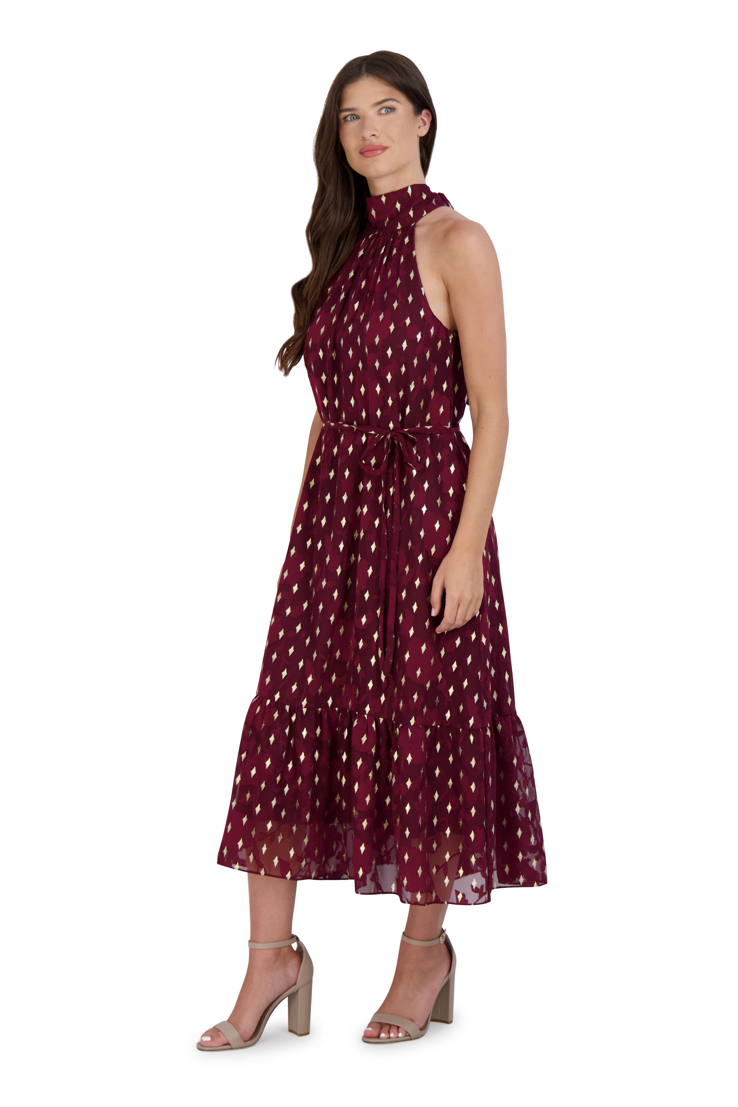 DONNA RICCO - HALTER NECK TIERED MIDI DRESS JULIA JORDAN DONNA RICCO - HALTER NECK TIERED MIDI DRESS JULIA JORDAN