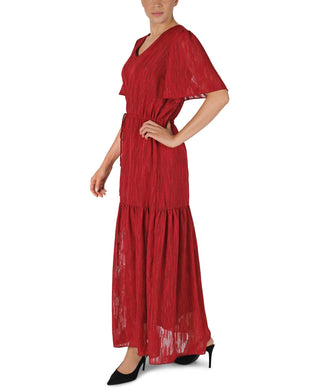 DONNA RICCO - FLUTTER SLEEVE VNECK DRESS