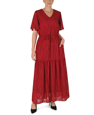 DONNA RICCO - FLUTTER SLEEVE VNECK DRESS