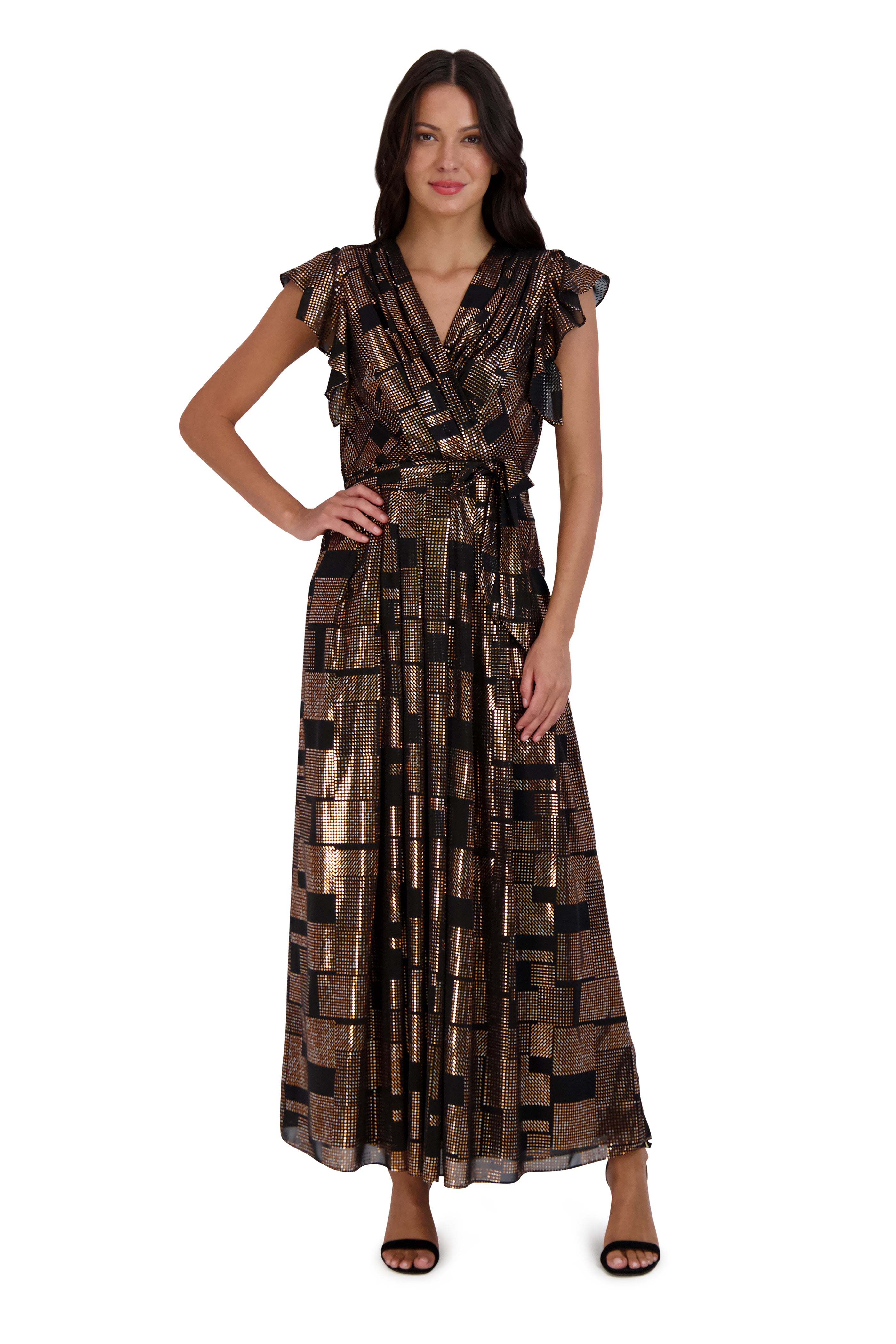 donna ricco maxi dress Donna Ricco Women's Printed Tie-Shoulder Maxi Dress