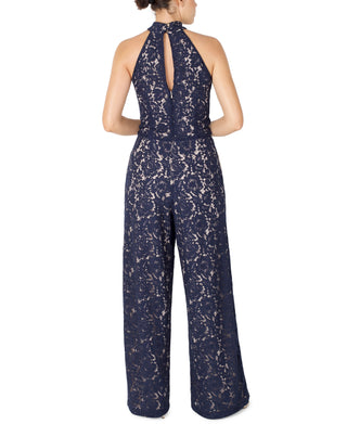 Knot Neck Halter Lace Jumpsuit