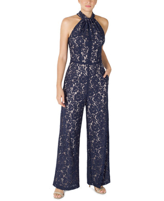 Knot Neck Halter Lace Jumpsuit