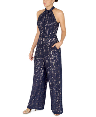 Knot Neck Halter Lace Jumpsuit