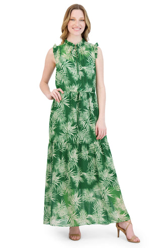 julia jordan green dress Julia Jordan Sleeveless Maxi Dress With Tie Belt - Green Multi - 35% Off