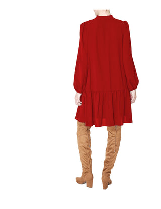 Long Sleeve Pleated Front Dress