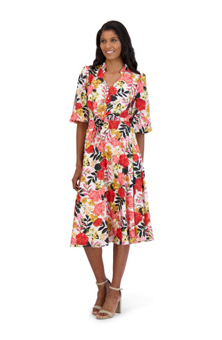 SLEEVE TIE FRONT MIDI DRESS