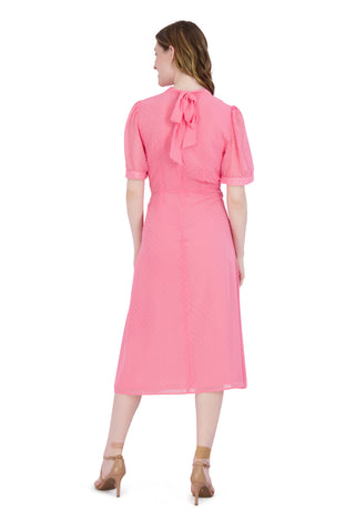 MOCK NECK BALLOON SLEEVE MIDI DRESS