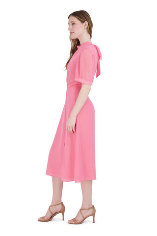 MOCK NECK BALLOON SLEEVE MIDI DRESS