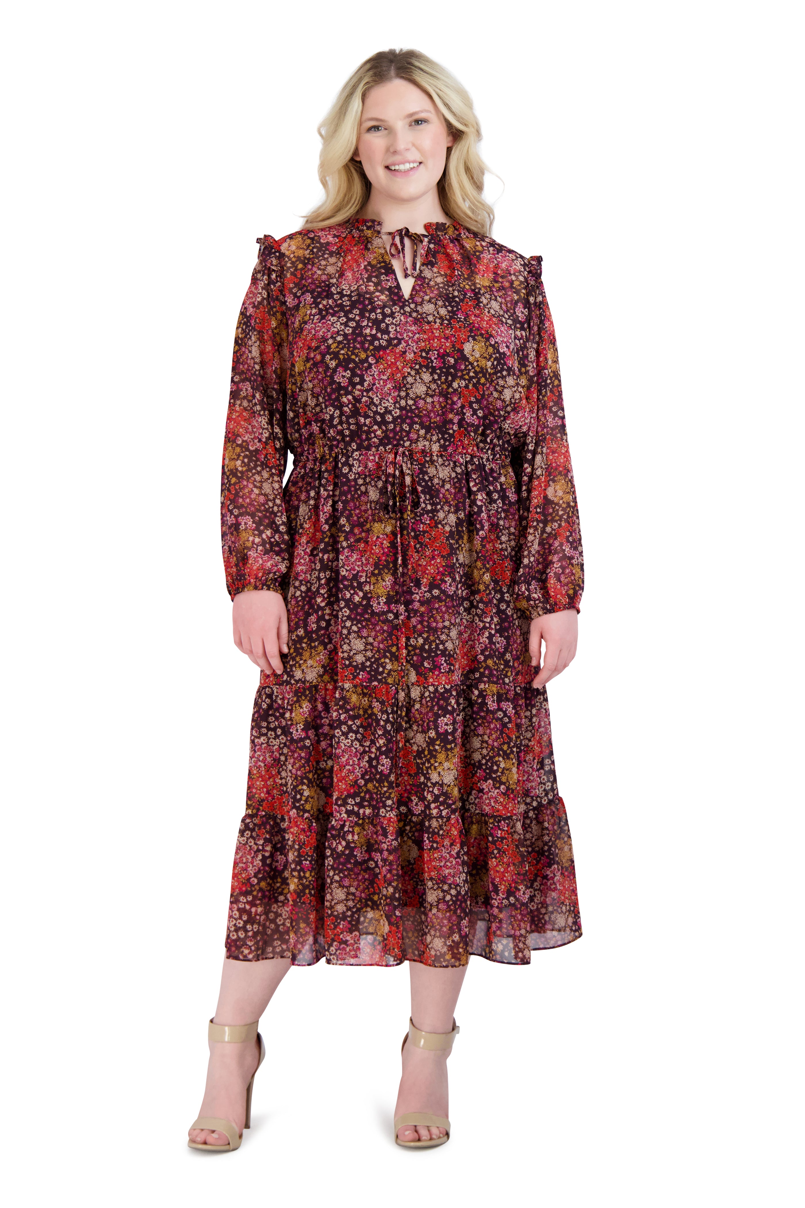 Long Sleeve Midi Drawstring Waist Dress JULIA JORDAN Long Sleeve Midi Drawstring Waist Dress JULIA JORDAN