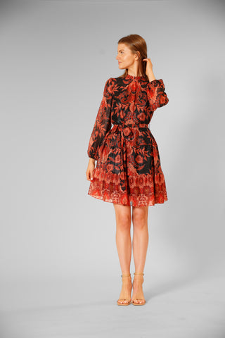 PRE-ORDER: RUFFLE NECK SWING DRESS