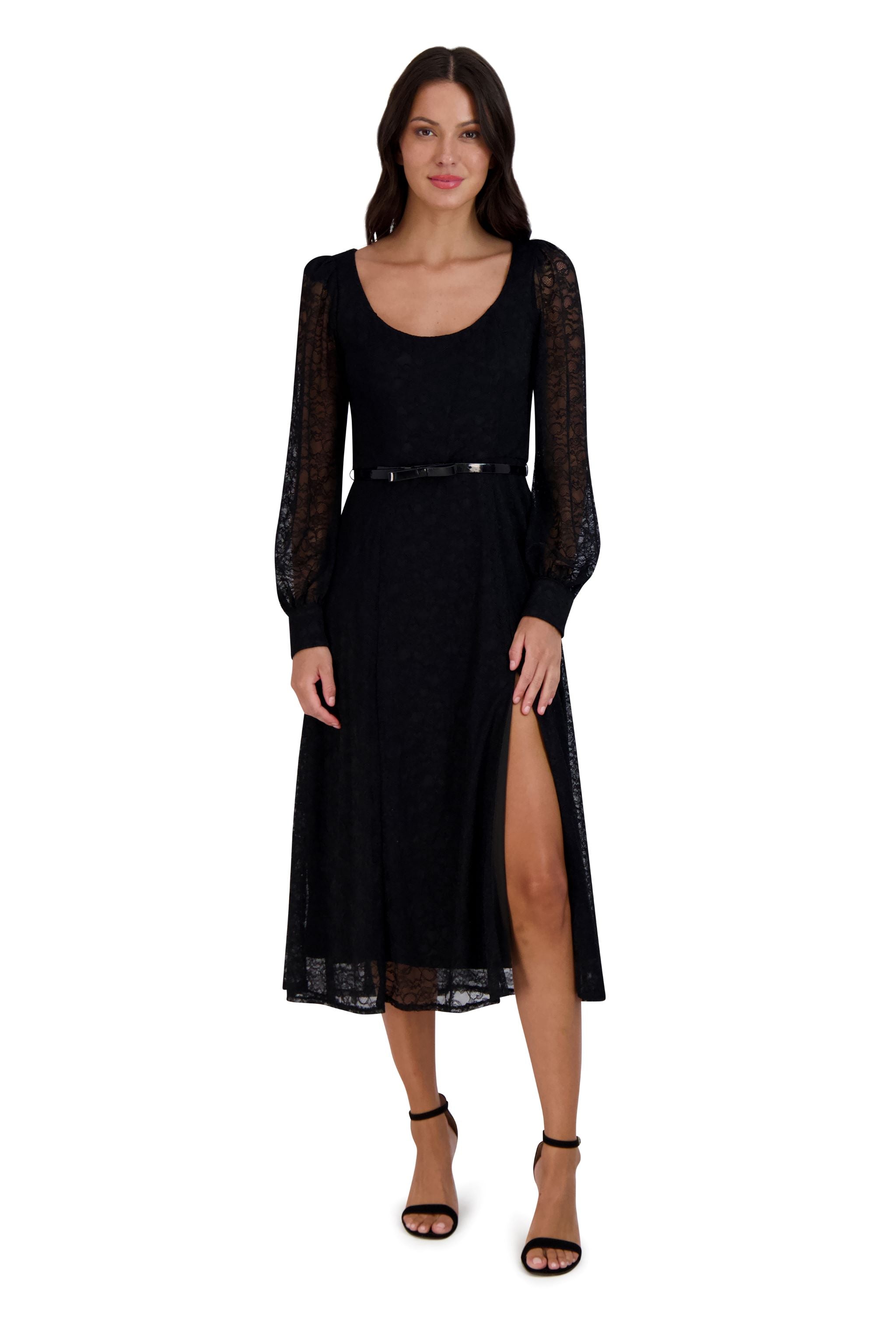 julia jordan lace sheath dress LELANI- Solid Sleeveless Hi Neck Dress