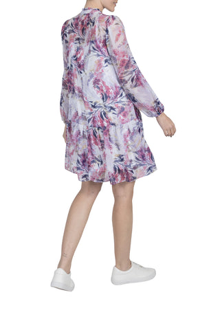 LONG SLEEVE PLEATED FRONT DRESS