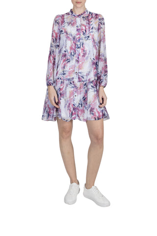 LONG SLEEVE PLEATED FRONT DRESS