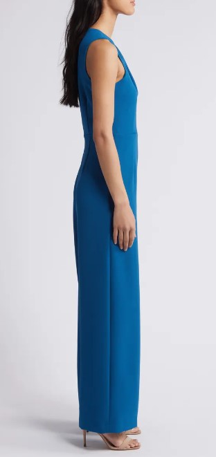PLEATED SHOULDER SLEEVELESS JUMPSUIT
