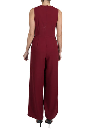 PLEATED SHOULDER SLEEVELESS JUMPSUIT