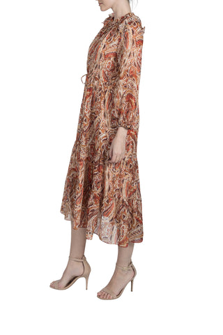 LONG SLEEVE HIGH NECK TIE MAXI DRESS