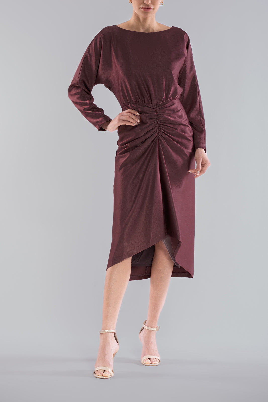 boat neck satin midi dress Amazon.com: Hobemty Women's Boat Neck Dress Elegant Cap Sleeve Ruched Satin Dresses Small Black : Clothing, Shoes & Jewelry