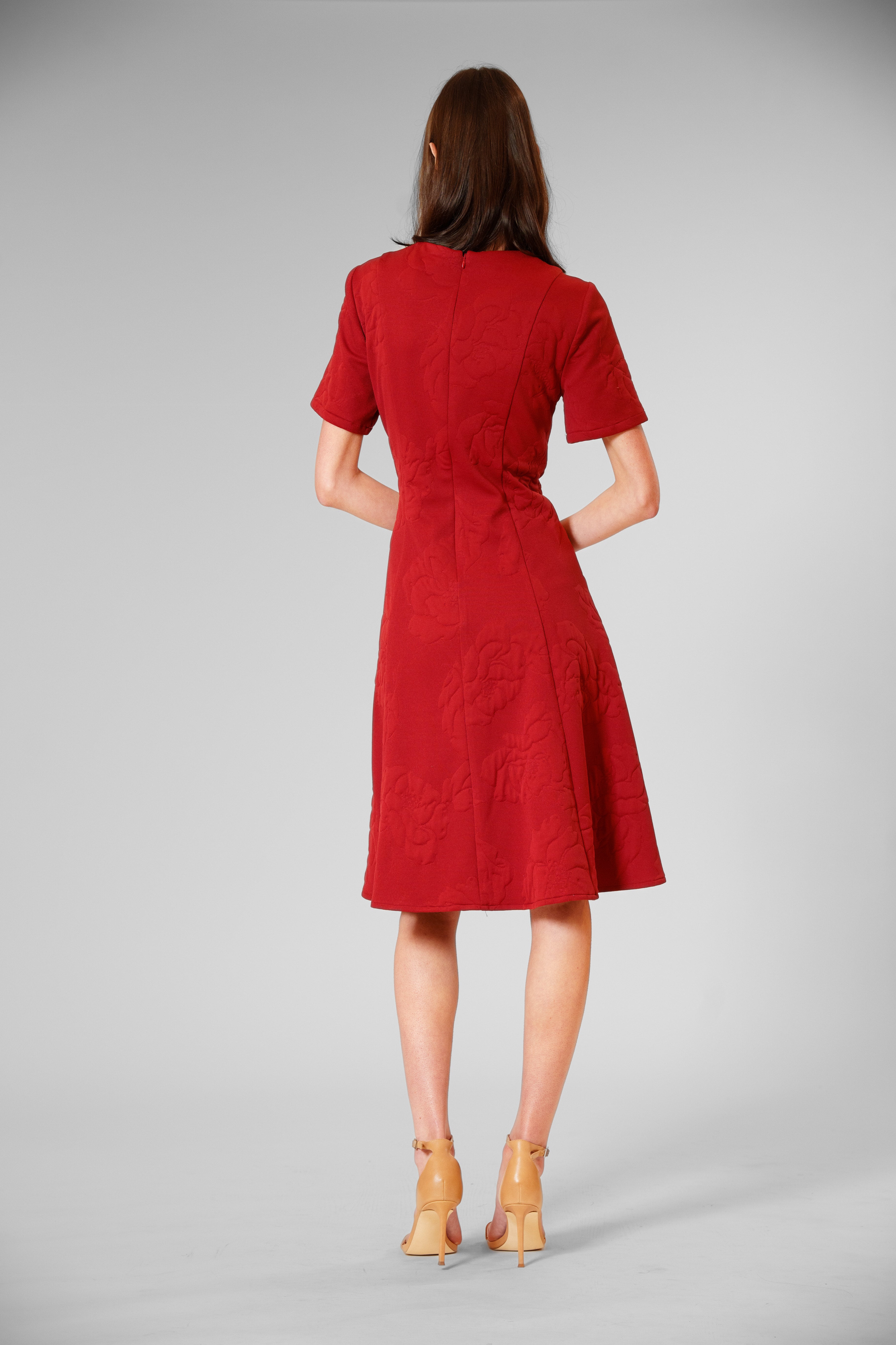 SHORT SLEEVED KNIT JACQUARD DRESS JULIA JORDAN SHORT SLEEVED KNIT JACQUARD DRESS JULIA JORDAN