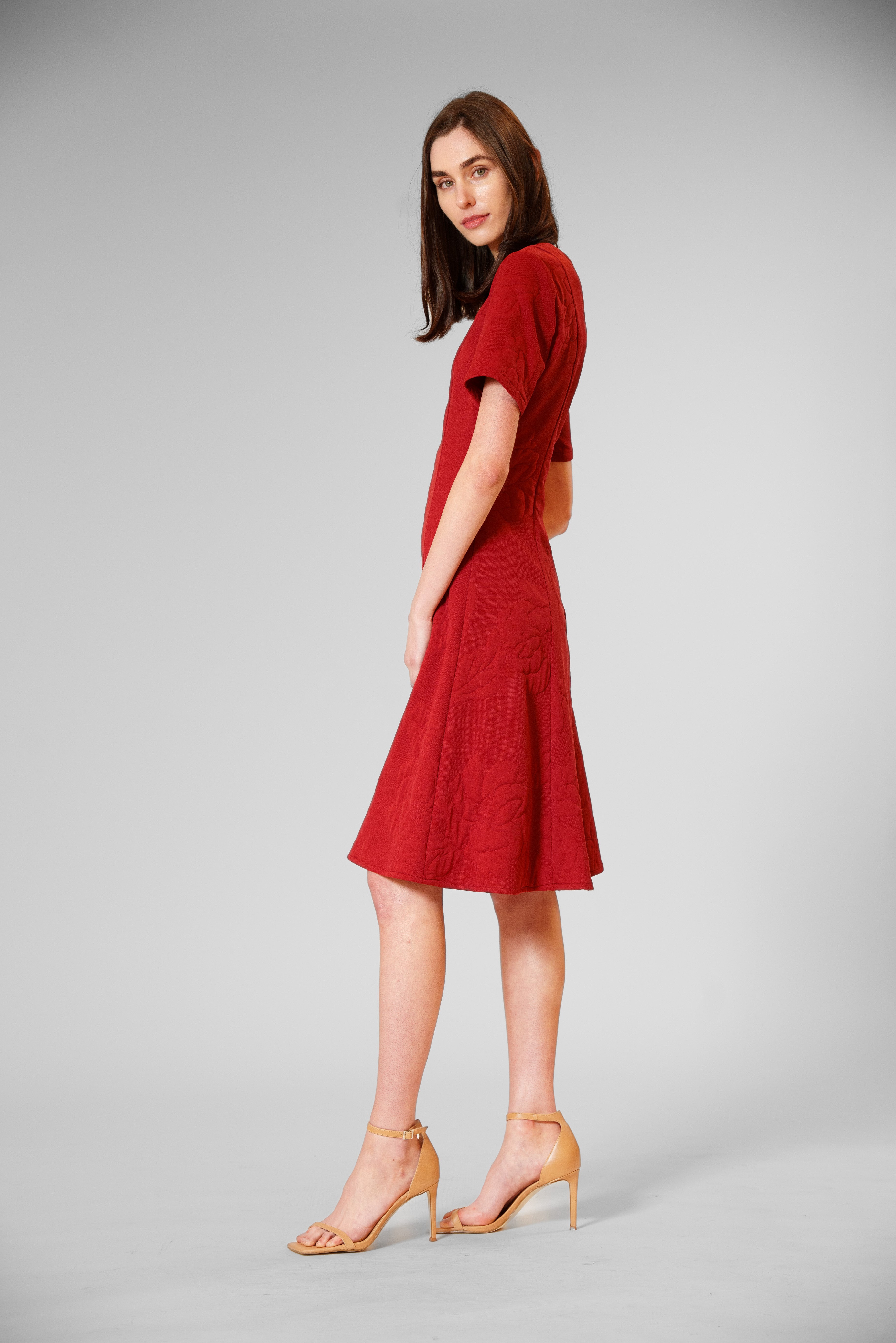 SHORT SLEEVED KNIT JACQUARD DRESS JULIA JORDAN SHORT SLEEVED KNIT JACQUARD DRESS JULIA JORDAN