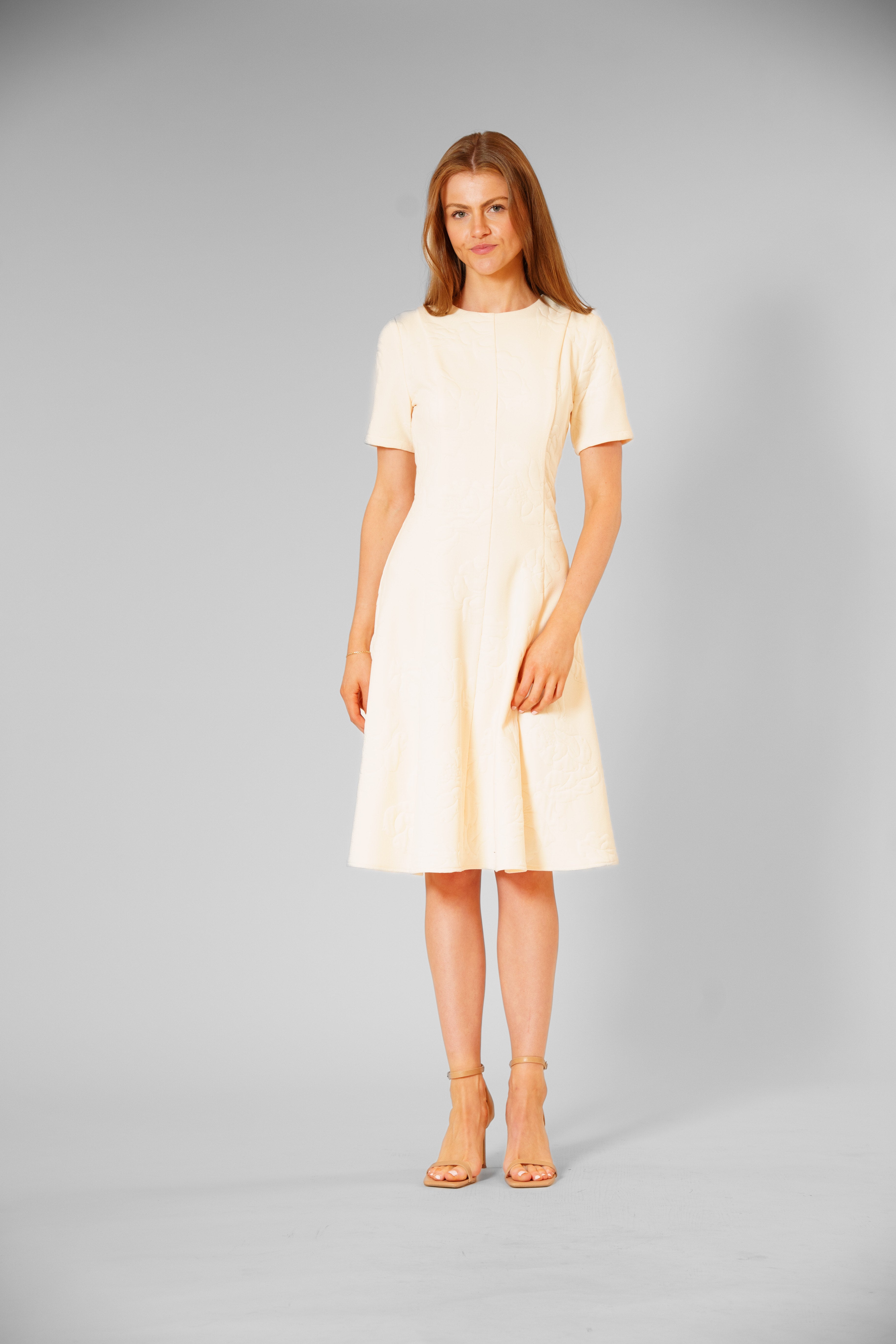 SHORT SLEEVED KNIT JACQUARD DRESS JULIA JORDAN SHORT SLEEVED KNIT JACQUARD DRESS JULIA JORDAN