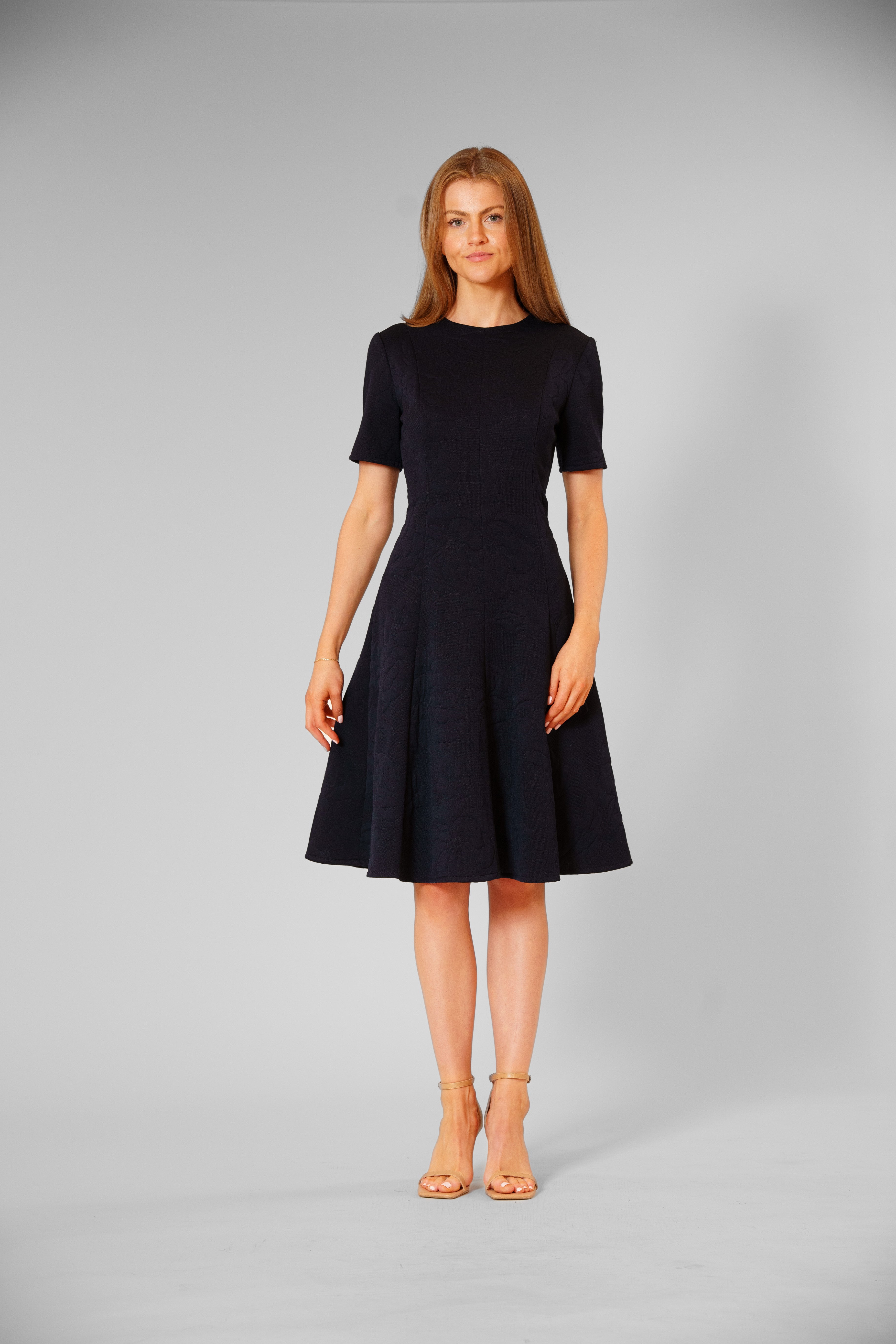 SHORT SLEEVED KNIT JACQUARD DRESS JULIA JORDAN SHORT SLEEVED KNIT JACQUARD DRESS JULIA JORDAN