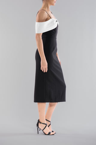 SLEEVELESS BOW NECK MIDI DRESS
