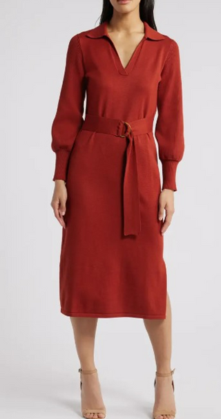 JOHNNY COLLAR SWEATER DRESS