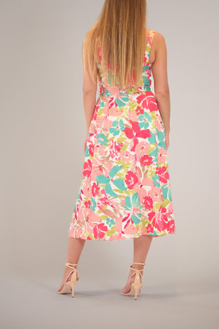 SLEEVELESS MIDI DRESS W/ STRAPS AND TIE