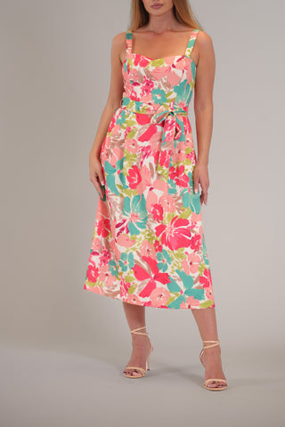 SLEEVELESS MIDI DRESS W/ STRAPS AND TIE