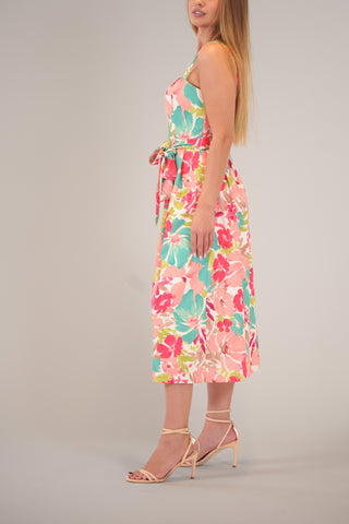 SLEEVELESS MIDI DRESS W/ STRAPS AND TIE