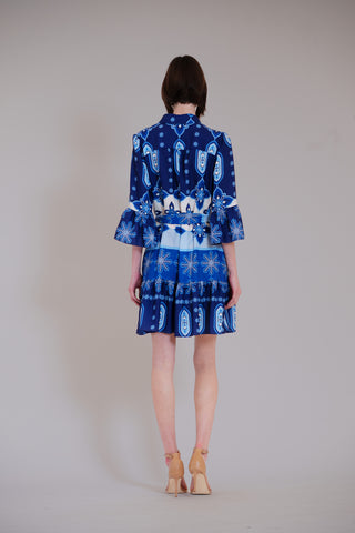 LONG BELL SLV BUTTON UP COLLARED SHIRT DRESS