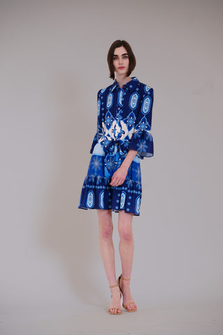 LONG BELL SLV BUTTON UP COLLARED SHIRT DRESS