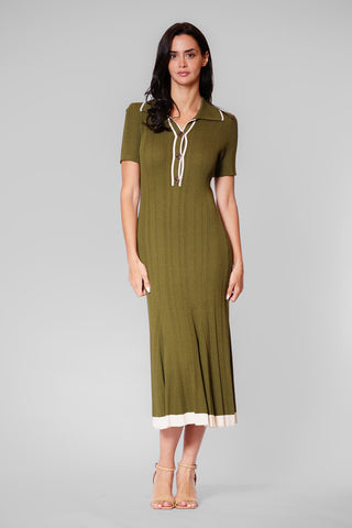 SHORT SLV COLLARED DRESS MIDI LENGTH