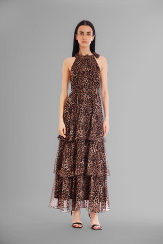 LONG LENGTH DRESS W/ TIE HALTER NECK