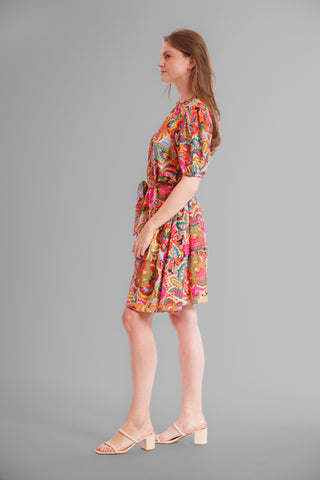 1PC S/S RUFFLE NK 3 TIER DRESS