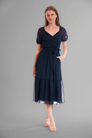 1PC SS SURPLICE MIDI DRESS