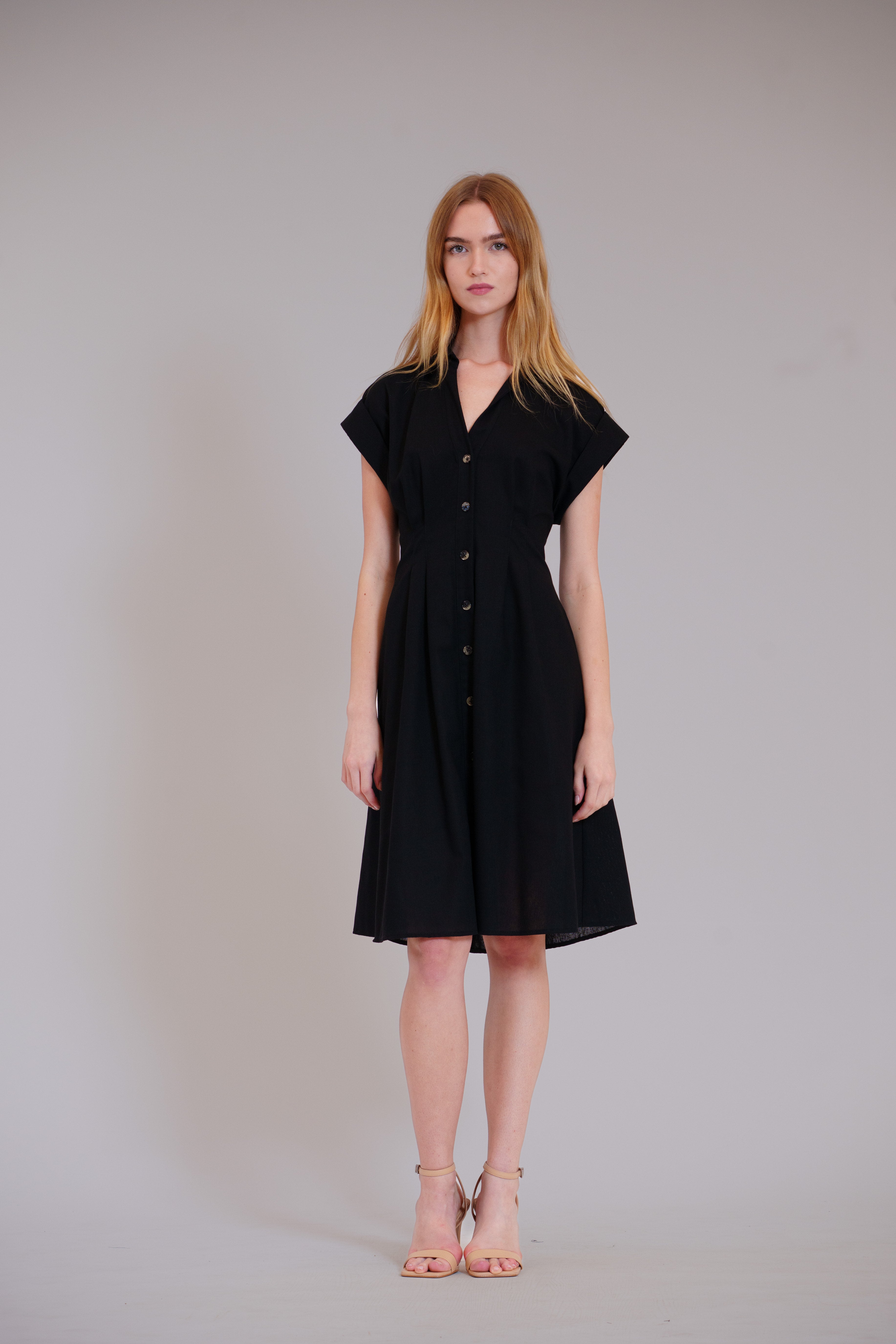 SHORT SLEEVE V NECK MIDI SHIRT DRESS – JULIA JORDAN