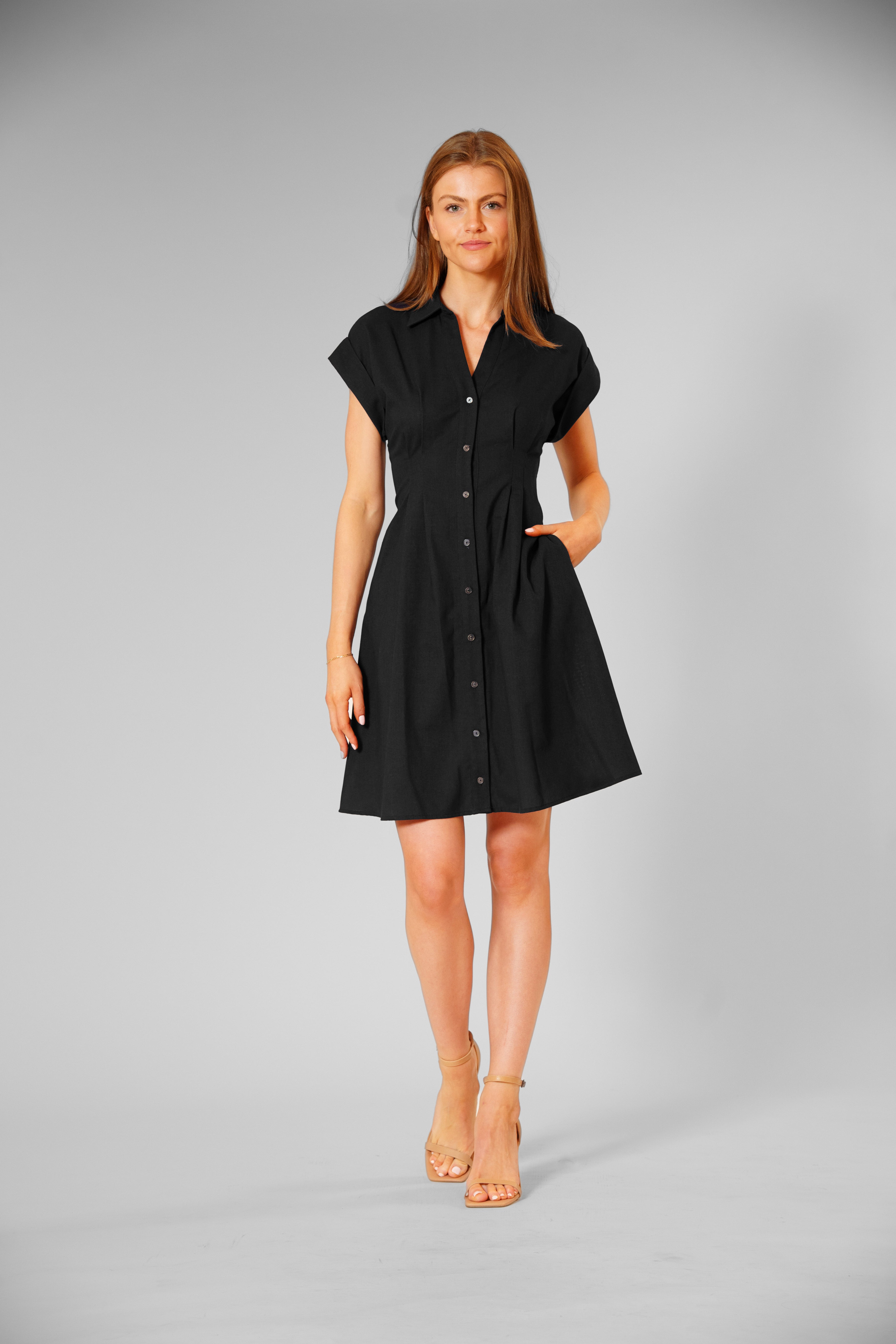 SHORT SLEEVE V NECK MIDI SHIRT DRESS JULIA JORDAN SHORT SLEEVE V NECK MIDI SHIRT DRESS JULIA JORDAN
