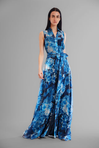 SLEEVLESS SHIRT DRESS WITH TIE WAIST