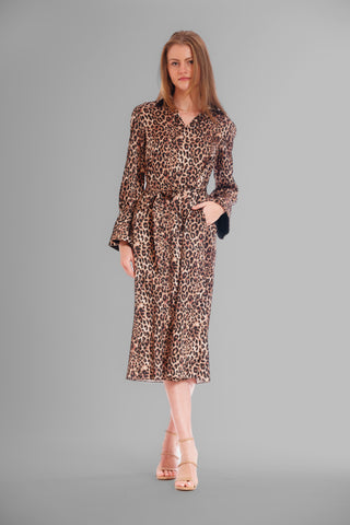 MIDI DRESS W L/S AND COLLAR