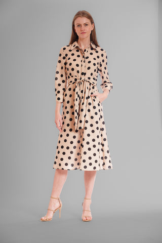 MIDI LENGTH W LONG SLVS, COLLAR, & SELF SASH