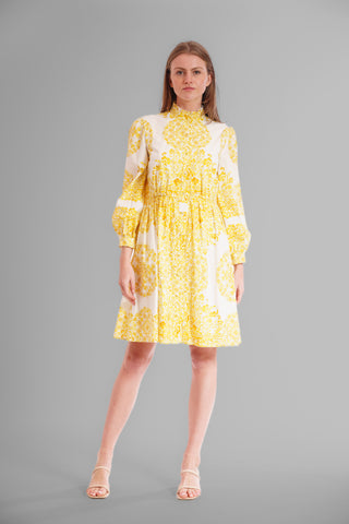L/S SHORT DRESS WITH PLACED PRINT