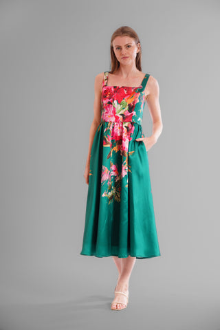 MIDI LENGTH GOWN WITH SQUARE NECKLINE